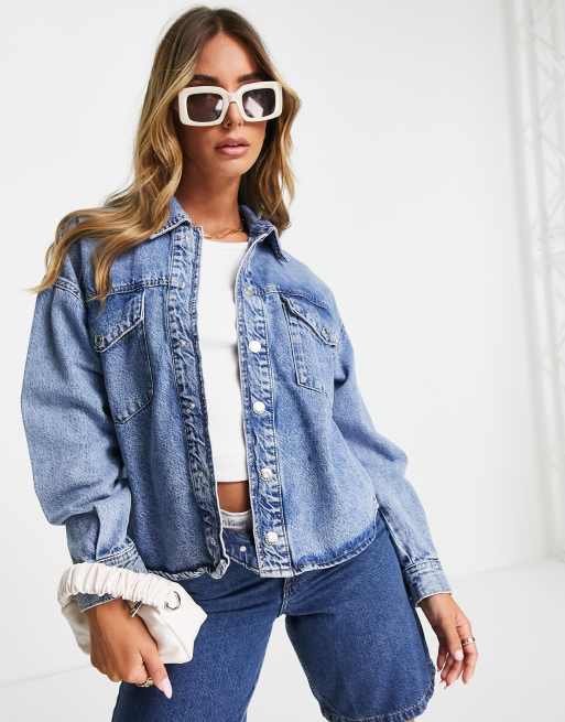 Mango – Jeansowa kurtka oversize w kolorze vintage blue