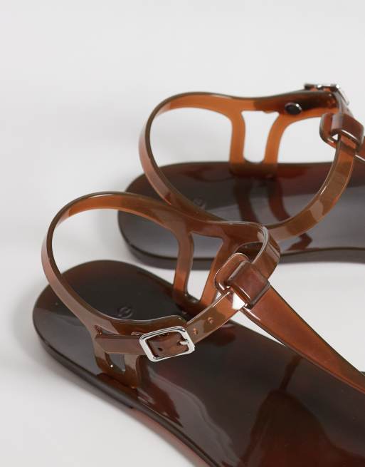 Mango – Jelly-Sandalen in Braun mit Zehensteg, 3 von 4