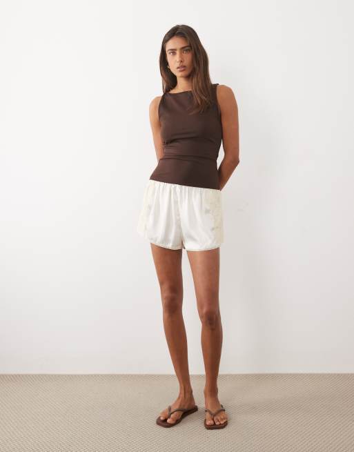 Mango jersey boat neck vest in brown, 2 of 4