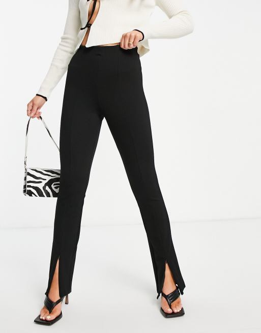 Front Slit Jersey Pants Black