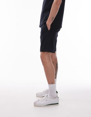 Mango Jersey Smart Drawstring Shorts In Navy