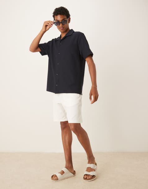 Mango jersey smart drawstring shorts in white - view 1