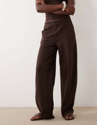 Mango Jersey Straight Pants In Brown