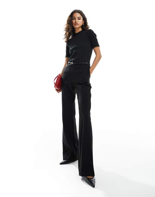 Mango - jersey top tailored jumpsuit in black