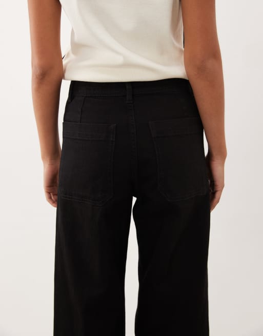 Mango Jessie 100 % Baumwolle Jeans mit weitem Bein und Taschendetails in Schwarz, 4 von 5
