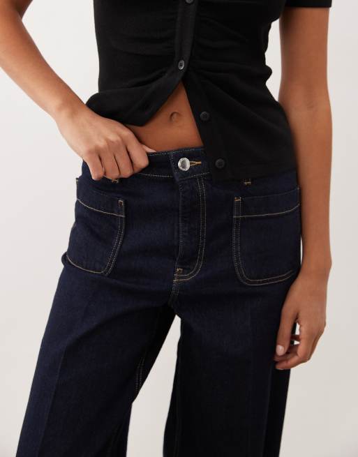 Mango Jessie 100% bomuld jeans med brede ben og lomme-detalje i indigo, 2 af 5