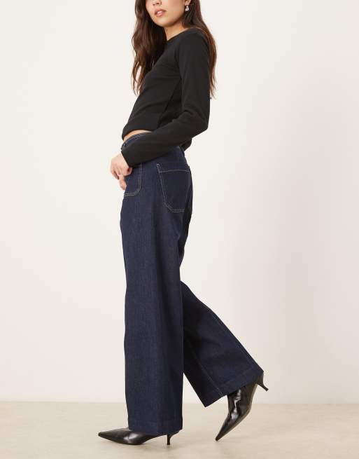 Mango - Jessie - Indigoblå jeans med vide ben i bomuldsblanding med lommedetalje, 2 af 5