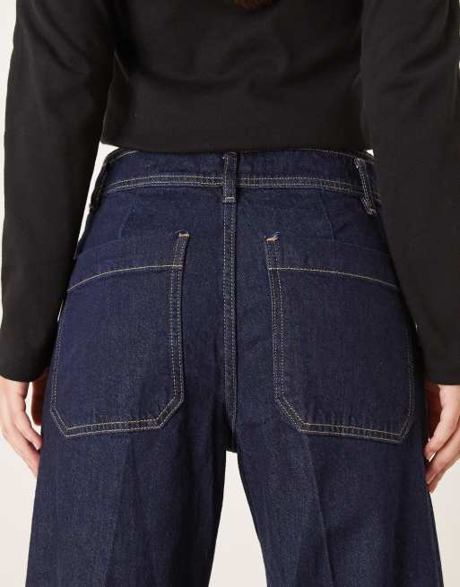Mango - Jessie - Indigoblå jeans med vide ben i bomuldsblanding med lommedetalje, 5 af 5