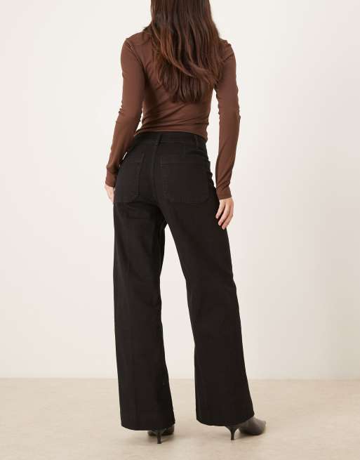 Mango – Jessie – Jeans aus Baumwollmix in Schwarz mit weitem Bein und Taschendetail, 3 von 5