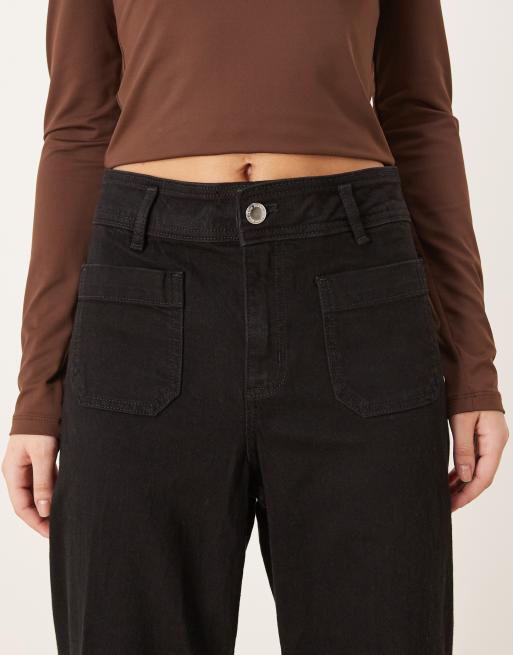 Mango – Jessie – Jeans aus Baumwollmix in Schwarz mit weitem Bein und Taschendetail, 4 von 5