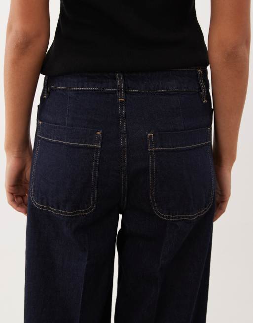 Mango Jessie jeans med vida ben och fickdetaljer i indigo, 4 av 5