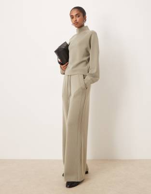 Mango - Jogginghose in Khaki mit geradem Bein, Kombiteil-Grün