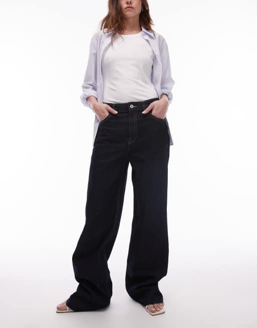 Mango Jolene flared longline jeans in indigo blue