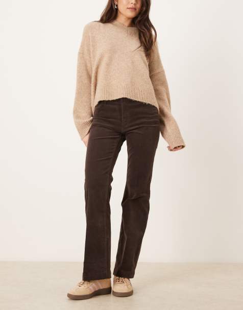 Mango Jolenep cotton mix cord flared jean in chocolate