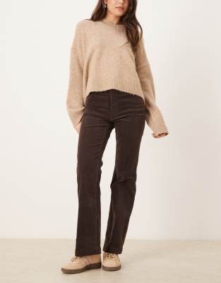 Mango Jolenep Cotton Mix Cord Flared Jeans In Brown