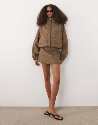 Mango - Josef - Mini-jupe d'ensemble à carreaux - Marron-Brown