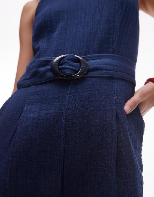 Mango – Jumpsuit in Indigoblau mit geradem Schnitt und Gürteldetail, 2 von 4