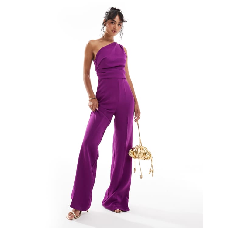 Mango Jumpsuit in Lila mit One Shoulder Trager ASOS