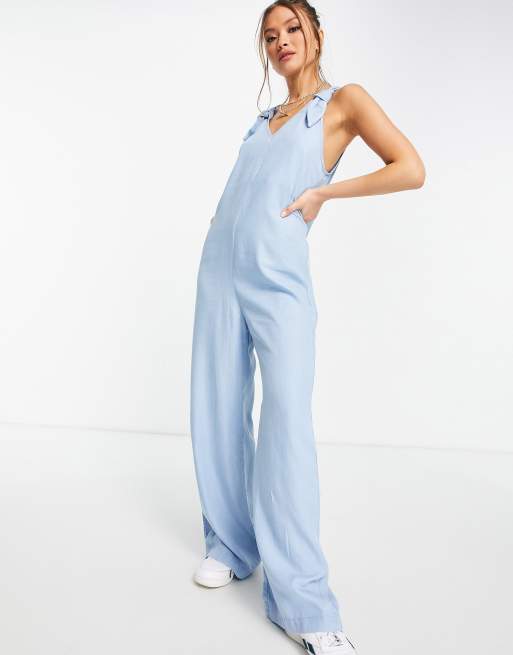 Mango - Jumpsuit med knuder på stropperne i blå denim