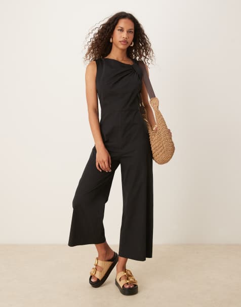 Mango - Jumpsuit met geknoopt schouderdetail in zwart - view 1