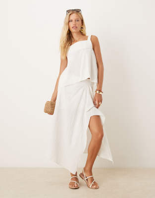 Mango - Jupe d'ensemble longue avec fente latérale et rayures ton sur ton-Jaune