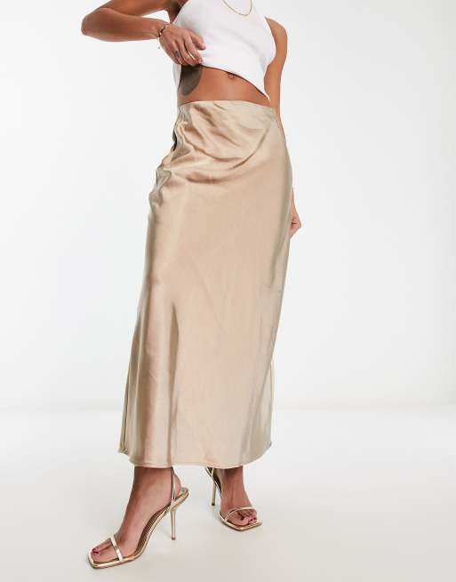 Mango Jupe longue en satin Beige ASOS