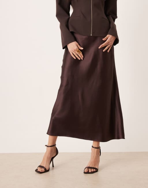 Mango Jupe longue en satin Figue ASOS