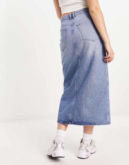 Mango - Jupe mi-longue fendue sur l'avant en denim - Bleu, 2 de 4