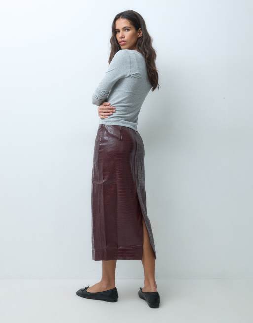 Mango jupe midi bordeaux, 4 de 5