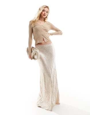 Mango crinkle satin skirt in light gold - ASOS Price Checker