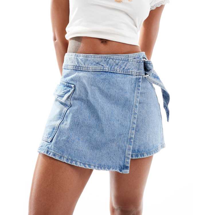 Mango Jupe short en jean Bleu clair ASOS