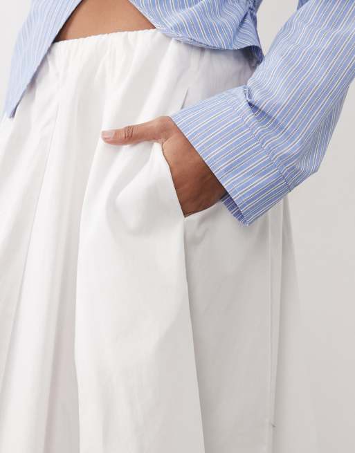 Mango - Jupe trapèze mi-longue en coton - Blanc, 3 de 5