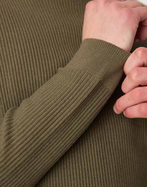 Mango – Kakifärgad tröja i bomullsmix med rund halsringning, 5 av 5