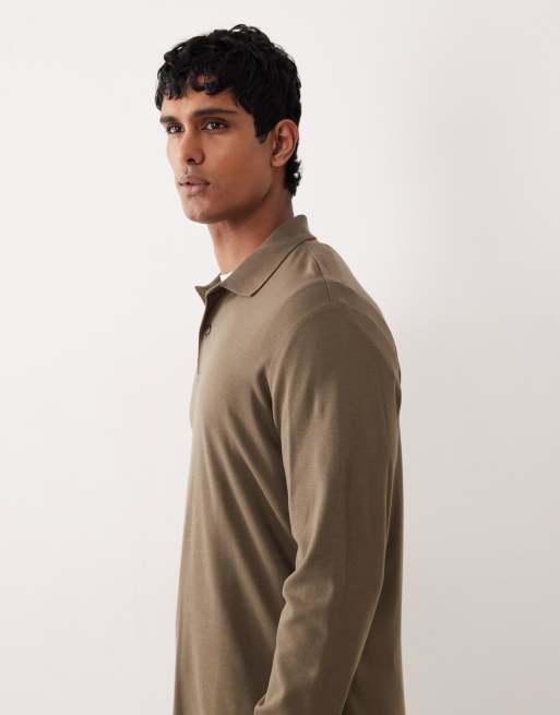 Mango - Kakifarvet polotop i strik af 100% bomuld, 4 af 5