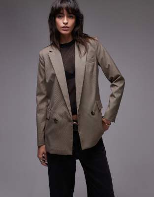 Mango - Karierter Oversize-Blazer in Braun-Brown