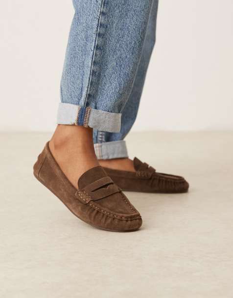 Mango – Kastanjebruna, mjuka loafers i mocka - view 1