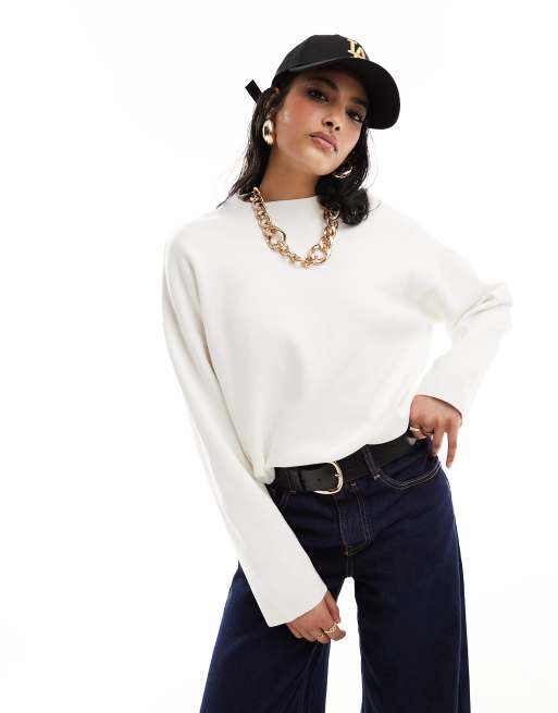 Mango – Kastiges Sweatshirt in Weiß