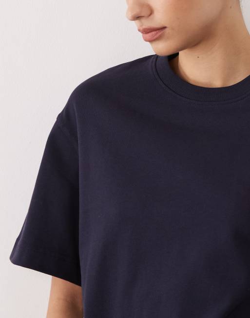 Mango – Kastiges T-Shirt aus 100% Baumwolle in Marineblau, 3 von 4