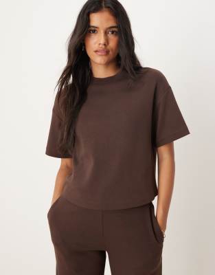 Mango - Kastiges T-Shirt aus Baumwolle in Braun, Kombiteil-Brown