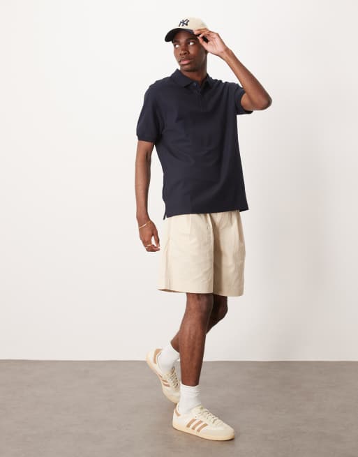 Mango - Katoenen poloshirt met korte mouwen in marineblauw, 2 van 4