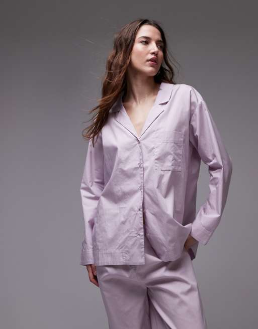 Mango - Katoenen pyjamashirt in roze, deel van co-ord set 