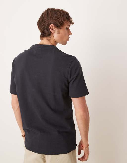 Mango - Katoenen T-shirt met visgraatmotief in marineblauw, 4 van 4