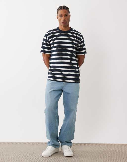 Mango - Katoenrijk gestreept T-shirt in marineblauw, 2 van 5