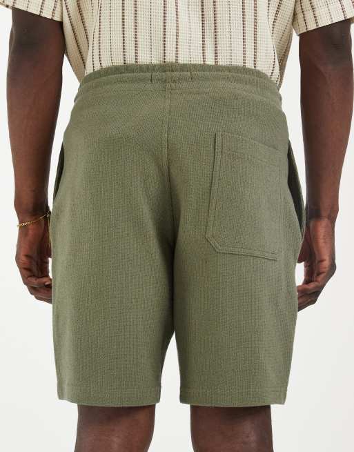 Mango - Katoenrijke gebreide short met textuur in kaki, 4 van 5