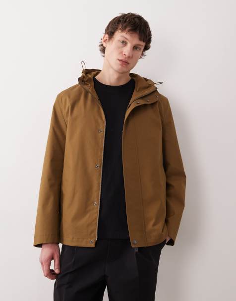 Mango - Katoenrijke parka met rits en capuchon in lichtbruin - view 1