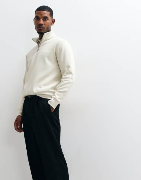 Mango katoenrijke sweatshirt met kwartrits in beige - view 1