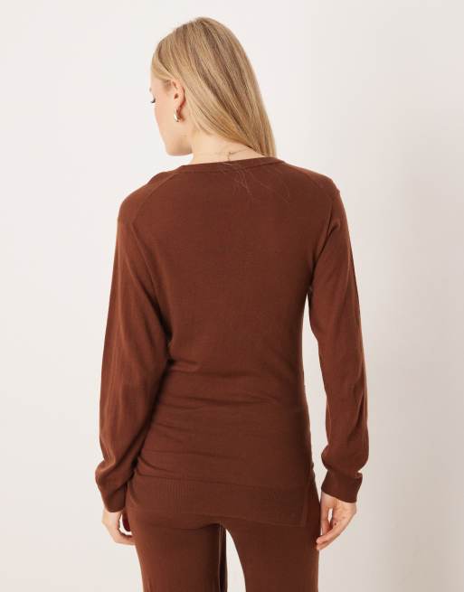 Mango - Kendrik - Pull d'ensemble noué à la taille - Marron foncé, 4 de 4