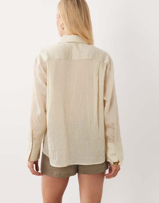 Mango - Ketina - Camicia classica verde e rosa a righe in coordinato, 4 di 4