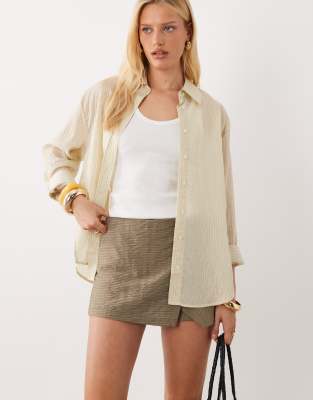 Ketina - Eleganter, gestreifter Mini-Skort in Grün und Rosa, Kombiteil Grün 38