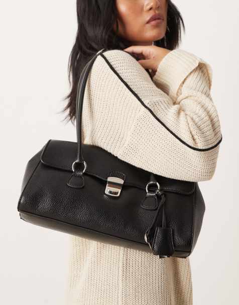 Mango key charm shoulder bag in black - view 1